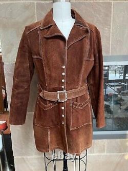 Vintage Cowhide Suede Women's Belted Jacket 1960s