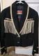 Vintage Cripple Creak black suede westerns woman's jacket with fringe. Size XL