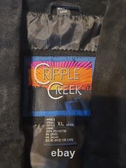 Vintage Cripple Creak black suede westerns woman's jacket with fringe. Size XL