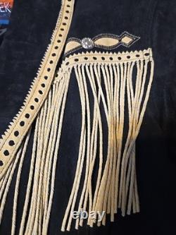 Vintage Cripple Creak black suede westerns woman's jacket with fringe. Size XL