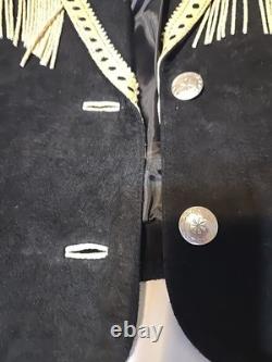 Vintage Cripple Creak black suede westerns woman's jacket with fringe. Size XL