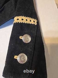 Vintage Cripple Creak black suede westerns woman's jacket with fringe. Size XL