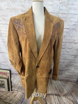 Vintage Cripple Creek Brown Suede Embroidered Jacket Western Cowboy Cowgirl L