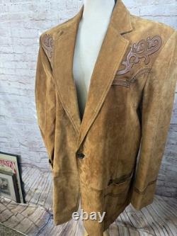 Vintage Cripple Creek Brown Suede Embroidered Jacket Western Cowboy Cowgirl L
