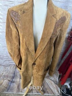 Vintage Cripple Creek Brown Suede Embroidered Jacket Western Cowboy Cowgirl L