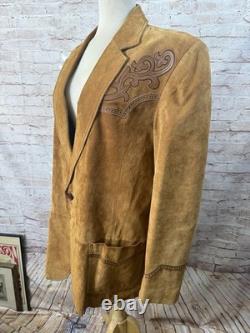Vintage Cripple Creek Brown Suede Embroidered Jacket Western Cowboy Cowgirl L