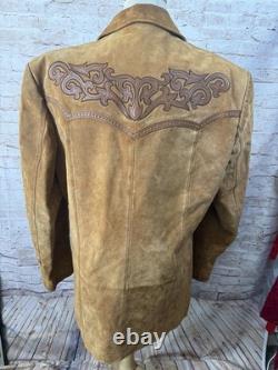 Vintage Cripple Creek Brown Suede Embroidered Jacket Western Cowboy Cowgirl L