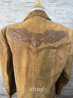 Vintage Cripple Creek Brown Suede Embroidered Jacket Western Cowboy Cowgirl L