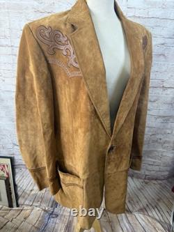 Vintage Cripple Creek Brown Suede Embroidered Jacket Western Cowboy Cowgirl L