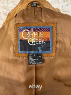 Vintage Cripple Creek Brown Suede Embroidered Jacket Western Cowboy Cowgirl L