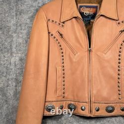 Vintage Cripple Creek Leather Jacket Womens Size L Beautiful Fringe Stud Western
