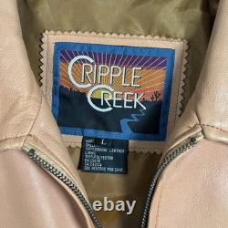 Vintage Cripple Creek Leather Jacket Womens Size L Beautiful Fringe Stud Western