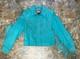 Vintage Cripple Creek Turquoise Leather Fringe Jacket Western Women's Size Large