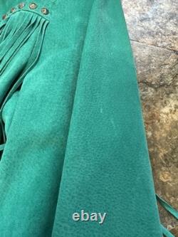 Vintage Cripple Creek Turquoise Leather Fringe Jacket Western Women's Size Large