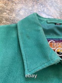 Vintage Cripple Creek Turquoise Leather Fringe Jacket Western Women's Size Large