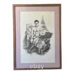 Vintage D. W. Flynn Cowboy on Bed Lithograph Graphite No. 137/500 USA 1970s Gay
