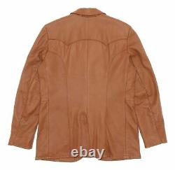 Vintage DAVID JAMES Leather Jacket L Large Mens Western Blazer Jacket Car Coat