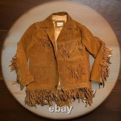 Vintage De La Garza 1960's Leather Fringe Jacket Western Heavy Suede XL Size 46