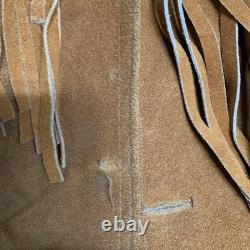 Vintage De La Garza 1960's Leather Fringe Jacket Western Heavy Suede XL Size 46