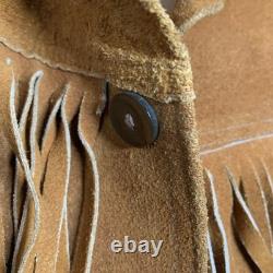 Vintage De La Garza 1960's Leather Fringe Jacket Western Heavy Suede XL Size 46