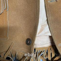 Vintage De La Garza 1960's Leather Fringe Jacket Western Heavy Suede XL Size 46