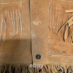 Vintage De La Garza 1960's Leather Fringe Jacket Western Heavy Suede XL Size 46