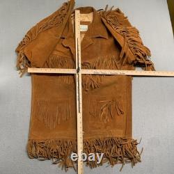 Vintage De La Garza 1960's Leather Fringe Jacket Western Heavy Suede XL Size 46