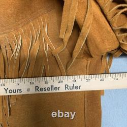 Vintage De La Garza 1960's Leather Fringe Jacket Western Heavy Suede XL Size 46
