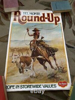 Vintage Del Monte Foods Advertising Poster Round-Up Western Litho U. S. A. Bundle