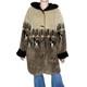 Vintage Denali Brown & Black Fleece Horse Western Revisable Long Hooded Jacket