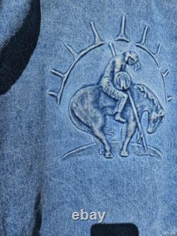 Vintage Denim 3D Embossed Duster The End of the Trail Western Native American