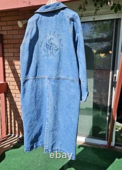 Vintage Denim 3D Embossed Duster The End of the Trail Western Native American