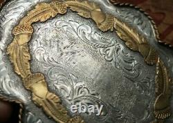 Vintage Diablo Large Sterling Silver Oak Acorns Western Belt Buckle