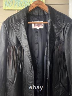 Vintage Diamond Leathers Men's Fringed Cowboy Jacket Western Style Duster Large