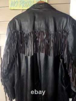 Vintage Diamond Leathers Men's Fringed Cowboy Jacket Western Style Duster Large