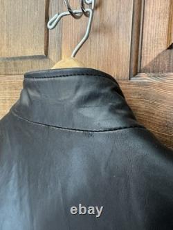 Vintage Diamond Plate genuine leather motorcycle/western fringe jacket