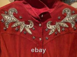 Vintage Double D Ranch Suede Leather/ Jeweled embellished Shirt