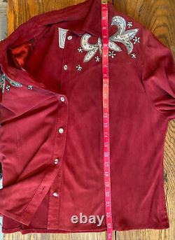 Vintage Double D Ranch Suede Leather/ Jeweled embellished Shirt