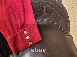 Vintage Double D Ranch Suede Leather/ Jeweled embellished Shirt