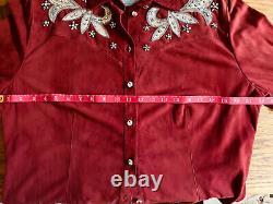 Vintage Double D Ranch Suede Leather/ Jeweled embellished Shirt