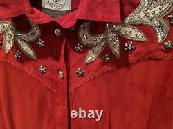 Vintage Double D Ranch Suede Leather/ Jeweled embellished Shirt