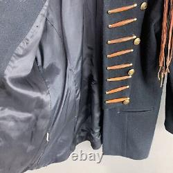 Vintage Double D Ranchwear Military Western Black Fringe Suede Wool Jacket Large