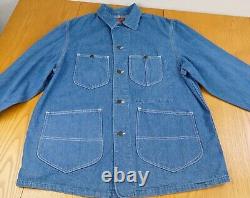 Vintage ENGINEER DENIM JACKET Mens Large Blue Railroad Chore H. W. Carter & Sons