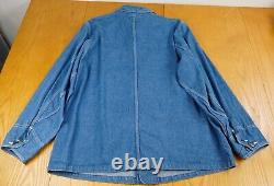 Vintage ENGINEER DENIM JACKET Mens Large Blue Railroad Chore H. W. Carter & Sons