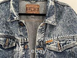 Vintage Edwin Acid Wash Blue Denim Jean Jacket 80s 90s Made in Japan Men's Sz L