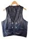 Vintage Espinoza's Leather Fashion Western Biker Vest Black Concho Fringe L USA