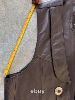 Vintage Espinoza's Leather Fashion Western Biker Vest Black Concho Fringe L USA