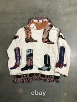 Vintage Fashioned By Cowgirl Patti Western Tapestry Cowboy Boot Cardigan Wmns XL