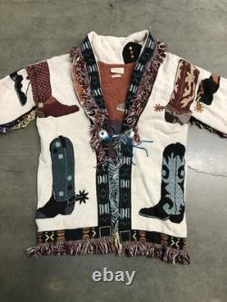 Vintage Fashioned By Cowgirl Patti Western Tapestry Cowboy Boot Cardigan Wmns XL