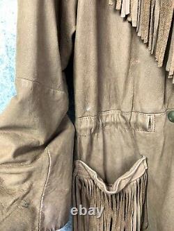 Vintage Forenza Leather Jacket Fringe Women's Size Large Tan Pockets Western
